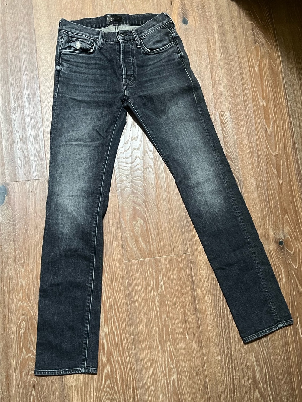 MOTHER - Neat Style Women's Slim Straight Black Washed Jeans